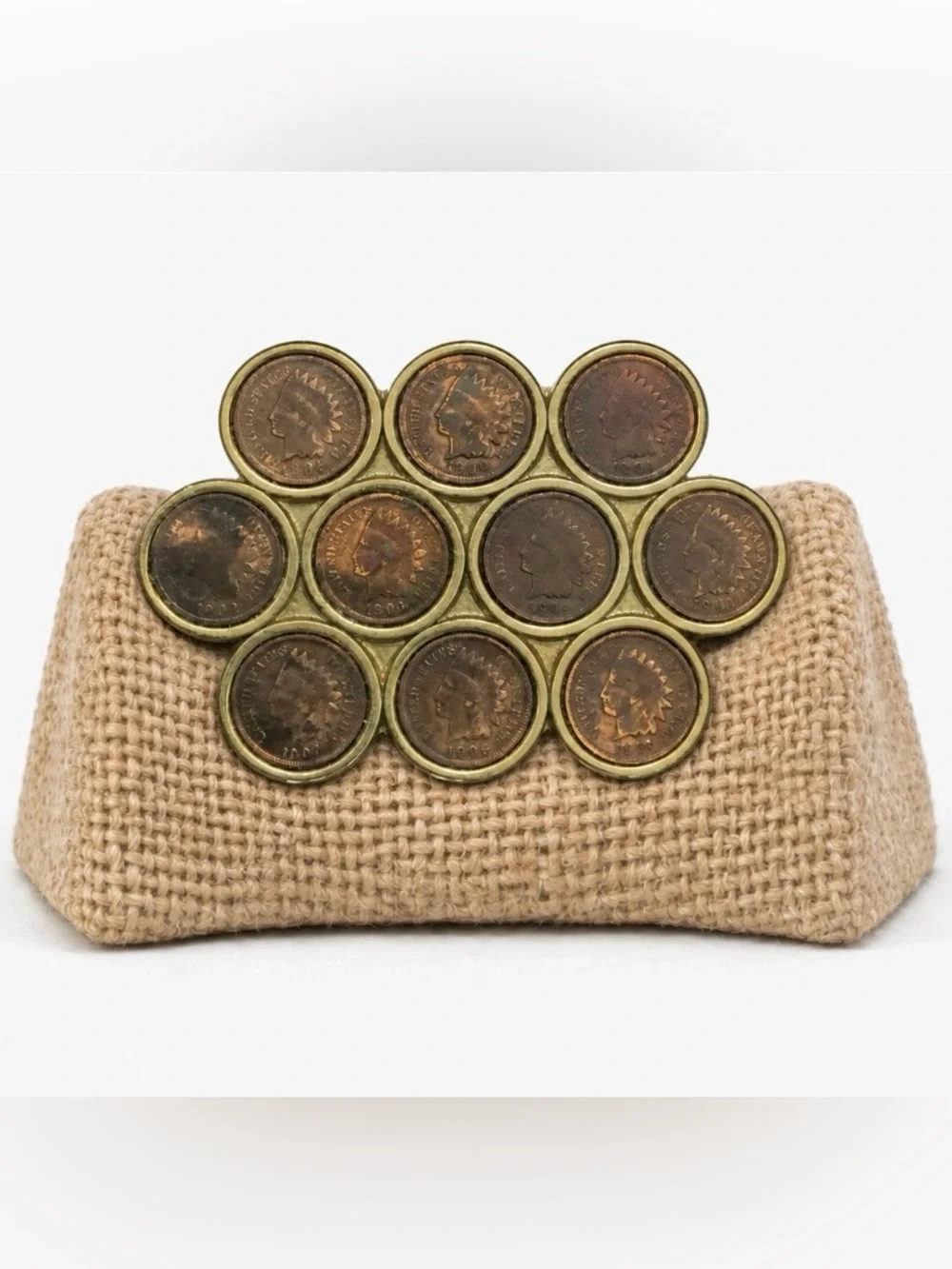 Vintage Early 1900s Cluster Indian Head Pennies Belt Buckle